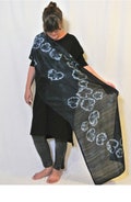 Elegant navy blue shawl, Shibori blue silk scarf, Wearable art blue scarf, Dark blue hand made silk scarf, Navy Evening Shawl for Women
