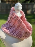 Pink Wool Mix Cowl, Crochet Neck Warmer, Neck Gaiter