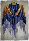 GYPSY-CHIC VELVET Shawl - Burnout Velvet Cape, Multi-Color Floral Piano Scarf Fringed Cape, Stevie Nicks Style Shawl, Boho Wrap [SH2531]