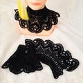 Black Lace Choker Collar and Cuffs Set, Gothic Detachable Cotton Crochet Choker Collar and Cuffs, Victorian Halloween Collar