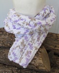 Lilac Dreams Purple White and Taupe Soft and Chunky Hand-Knit Women's Scarf -  64" Long x 8" Wide - Makes a Great Gift! - Ready to Ship!