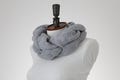Braided Chunky Knit Scarf, Gray Loop Neck Warmer, Hand Knitted Winter Cowl, Unisex Infinity Collar, Cozy Fall Autumn Knitwear Gift
