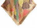Hand Painted Silk Scarf Vintage Brown Square Shawl Green Yellow Women's Wrap Preowned Silk Accessory Unique Handmade Silk Woman Scarf