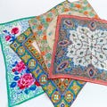 4 Vintage silk and rayon handkerchiefs, hankies and or pocket squares in various designs