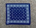 Navy Bandana, Blue and White FAST COLOR 100% COTTON Made in U.S.A Floral Bandana, Elephant Brand Trunk up Bandana, Neckerchief
