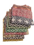 Handmade Block Print Cotton Sarong: Indian Beach Wrap, Organic Colors