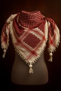 Classic Red and white Palestinian Kuffiyeh scarf with tassels Nice quality kuffiyeh Palestinian  Gift