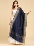 Banarasi Silk Dupatta with Temple Border Wine/Coral color stole