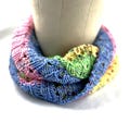Cowl Hand Knit - SHERBET Cowl - 656 - Lavender Pink Blue Yellow Green Red 48"A x7 1/2"W, Hand Wash Dry Flat, Super Wash Merino Wool, Rayon