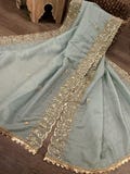 Grayish Blue Tissue Silk Dupatta /Stole/Wrap/Free Shipping in US