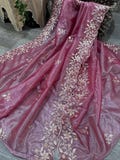 Pink Shimmer Net Dupatta /Stole/Wrap, Free Shipping in US