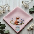 2 Style Custom Fox and Wildflower Hand Embroidered Handkerchiefs Personalized Linen Floral Embroidered Wedding Gifts Hankie For Bridesmaid
