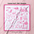 Custom Scarf Gift with 200+ Icons - Design Your Own Memory Scarf | Bestie Gift, Anniversary, Bridesmaid, Personalized Keepsake
