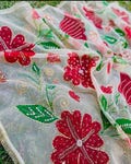 Hand Painted Dupatta with Floral Design on Organza