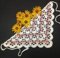 sequin bandana, crochet bandana, triangle bandana, lace beach bandana, small lace bandana, lace head scarf, beach kerchief