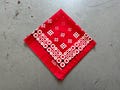 vintage American bandana, 70s colorfast red cotton selvedge paisley western cowboy handkerchief, made in USA, 22 inches