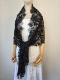 black lace stole shrug, black guipure lace shawl, evening shawl scarf gothic wedding cover up bolero shawl, Ball Gown, Boho Dress