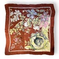 Large Silk Scarf Birds Nest Dogwood Blooms Hand rolled Hem Easter Spring Decor