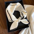 White 100% Silk Square Scarf 53x53 cm –Neck Scarf, Head Wrap, Hair Tie, Wrist Bandana or Chic Bag Accessory for Women– Elegant & Lightweight