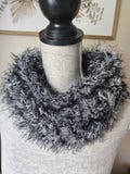 Hand Knit cowl Gray microfiber Soft Knit Handmade Womens Accessories Trendy Gift Neck Warmer Cowl Loose Knitting Scarf