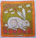 Vintage | Handkerchief | Rabbit | Little Bunnies | Fisba Stoffels | Cotton | Hand Hemmed | Used | 11/11 inches