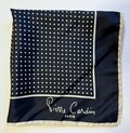Vintage Pierre Cardin Paris Pocket Square Scarf Navy White Polka Dot