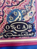 Oscar de la Renta 100% Silk Scarf paisley print blue and pink scarf 21 X 21”