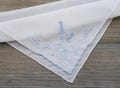 Pale Blue Hankie, Floral Embroidery, Rosebuds & Bows, Vintage Handkerchief, Bride's Something Blue