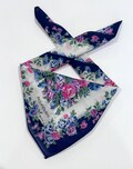 Women Handkerchief YSL Art Floral Blue Bandana Cotton Pocket Square 18” Women Gift Bandana Neckerchief Sqaure Scarf Ysl