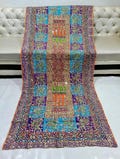 Handmade Multicolor Gujarati Mirror Work Dupatta Phulkari Shawl Print silk Indian Dupattas, RAJSTHANI Mirror work Dupatta, Chunni