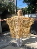 Gold Kimono, gold sequin, semi sheer, cover, wrap, robe