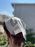 Palestinian Kuffiyeh Bandana: Black & White Satin Head Scarf