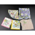 Vintage Floral Handkerchiefs Lot Of 5 Assorted Patterns & Colors Cotton Womens Accessories