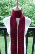 Merino Wool Skinny Scarf - Wine Red Crochet Scarf - 3.25 Inch Wide Skinny Scarf - Outdoor/Indoor Scarf - Ready to Ship