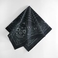 Black Spider Skull Cotton Bandana – Gothic Halloween Headscarf, Spooky Holiday Accessory, Dark Aesthetic Kerchief, Alternative Gift for Her