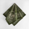 Vintage Green Spider Skull Cotton Bandana – Gothic Halloween Headscarf, Spooky Holiday Accessory, Dark Aesthetic Kerchief, Alternative Gift