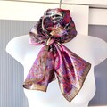 METALLIC SCARF Gold Silver Bronze Pink Purple Grey Brown Floral Design 60s Retro Style Ladies Jacket Shirt Blouse Accessories Unique Gift