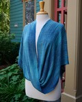 Oceanic Drift Mobius Shawl - Handwoven Infinity Wrap in Blue & Aqua Waves. Soft Rayon. Vegan Fiber.