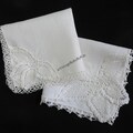 Butterfly Vintage Hanky with Beautiful Hand Crochet on White Linen, Symbol of New Life, Retro Wedding Accessory Something Old, 2 Choices