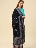 Blended Silk Indigo Batik Dupatta Indigo/shawl/stole