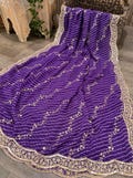 Purple Mothra Print Georgette Dupatta /Stole/Wrap / Free Shipping in US