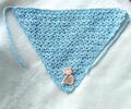 Handmade Crochet Cat Lover Bandana, Light Blue Kerchief with Cute Crochet Cat Bow, Cottagecore Hair Scarf, Personalized Gift for Cat Mom