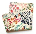 Cotton Handkerchief, Windswept Floral, Gifts, Weddings, Holidays, 12" Pocket Square, Birthdays, Pretty Cloth Hanky, Everyday Carry