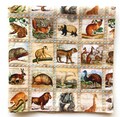Jungle Animals Handkerchief, Vintage Look, Library of Rarities, 14" Pocket Square, Cotton Print Hankies, Handmade, Gifts for Her, Him