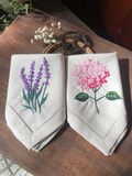 Custom Embroidered Handkerchiefs, Personalized Linen Embroidered Handkerchief, Wild Flower Handkerchief, Hand Embroidery, Wedding Gift