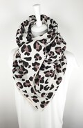 Muslin scarf women leopard print brown black with beige hem, 100% cotton, muslin double gauze, different sizes available!