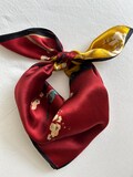 100% Natural Mulberry Silk 21” x 21” Square Small Scarf Forbidden City Vibrant Red Gold Silk Neck Hair Wrist Scarf Art Silk Scarf Gift
