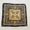 100% Silk-Feel Scarf – 70x70cm Luxury Black Gold Baroque Square Headscarf, Neck Wrap, Elegant Gift for Women