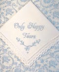 Only Happy Tears Handkerchief, Embroidered Handkerchief