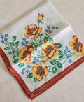 Yellow and Brown Floral Print Hankie 12 Inch